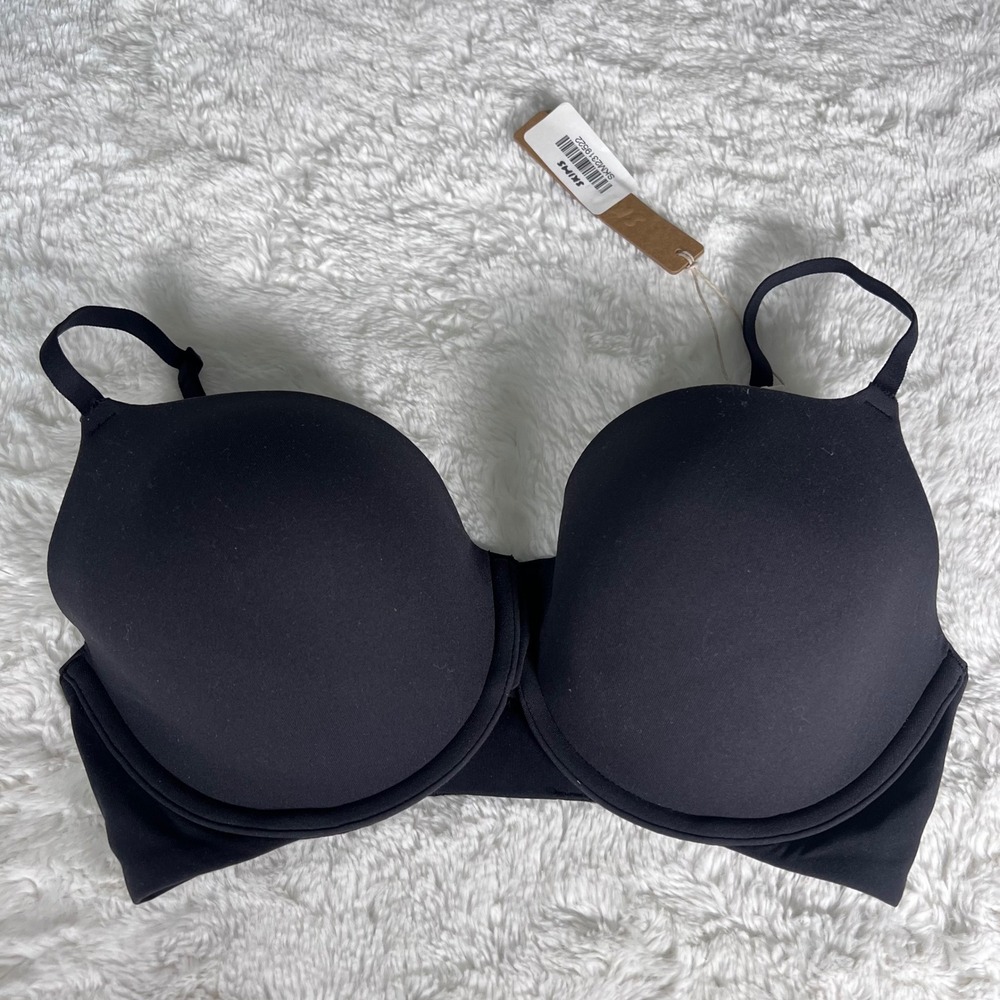Skims Fits Everybody T-Shirt Bra Onyx Black Underwire BR-UWR-2294 32DD NEW‎
